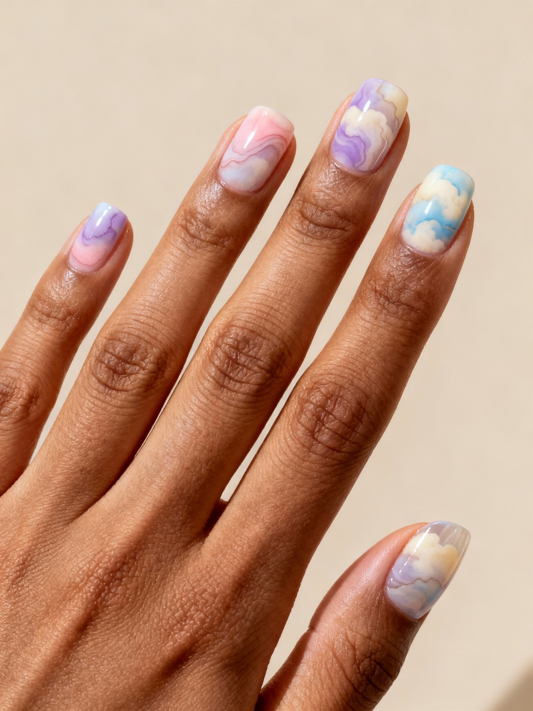 sky soft pastel marble nails