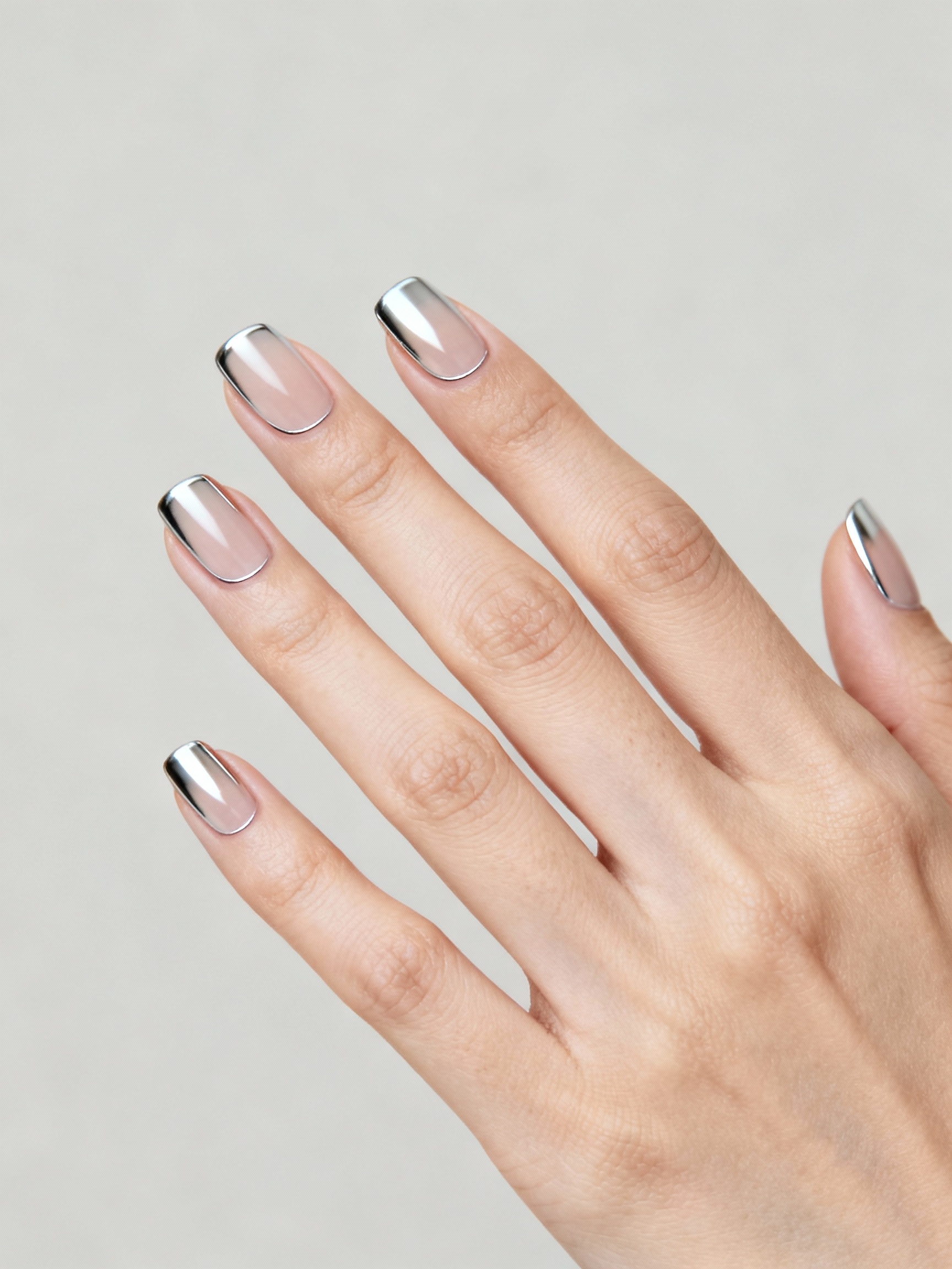 sleek chrome tipped nude glamour