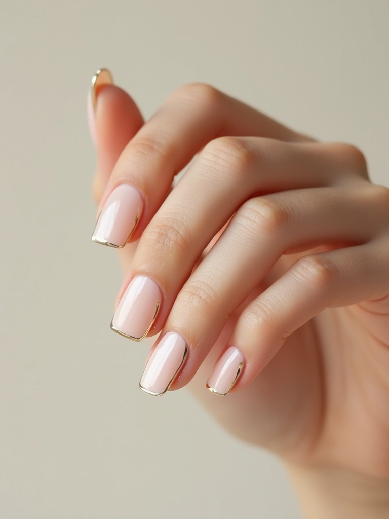 sleek metallic micro edge manicure