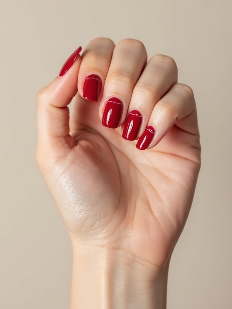 sleek ruby negative space manicure