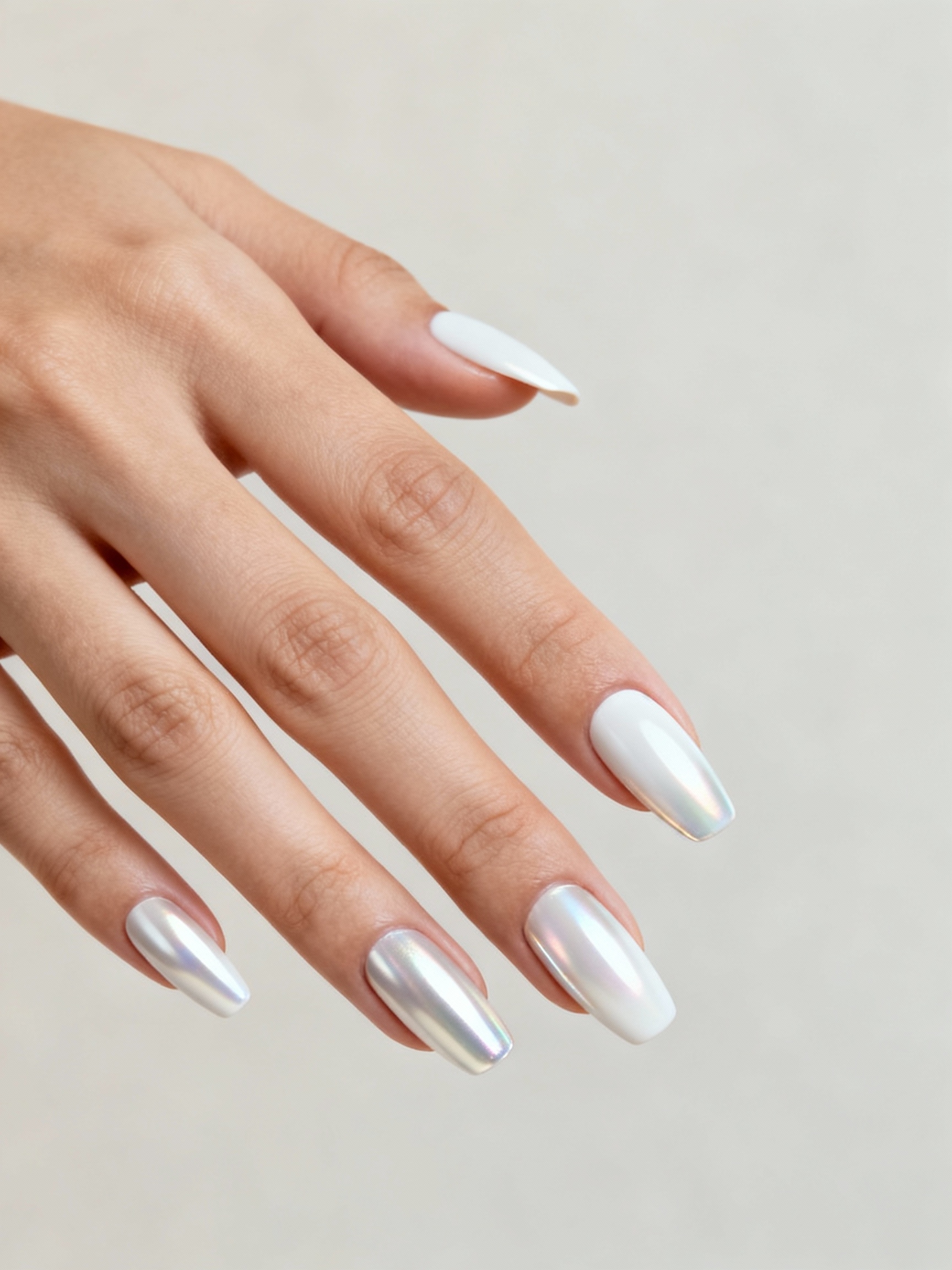 sleek white chrome nail designs