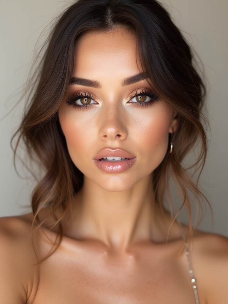 smoky bronze eyes nude gloss