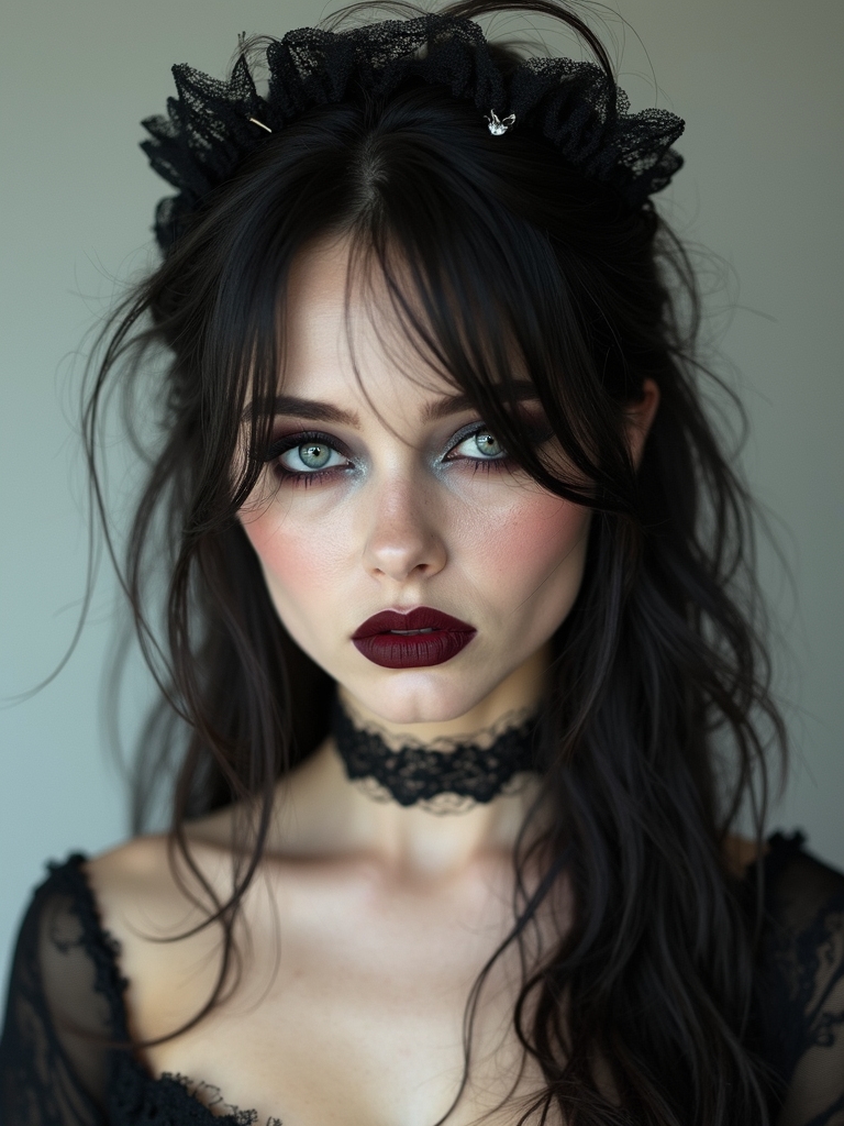 smoky eyes blood red lips