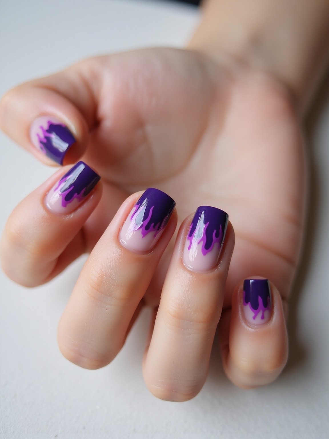 smoky violet neon edged flame