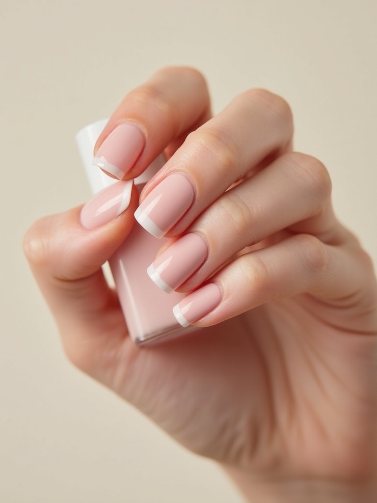 soft baby pink french tips