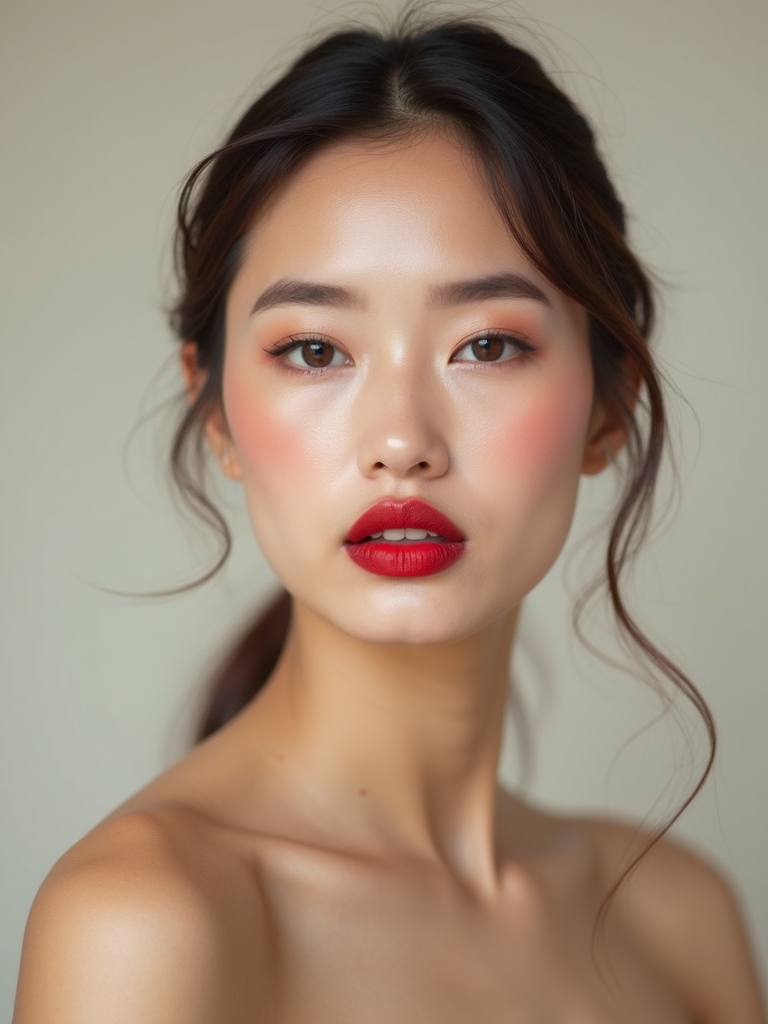soft focus diffused red lips