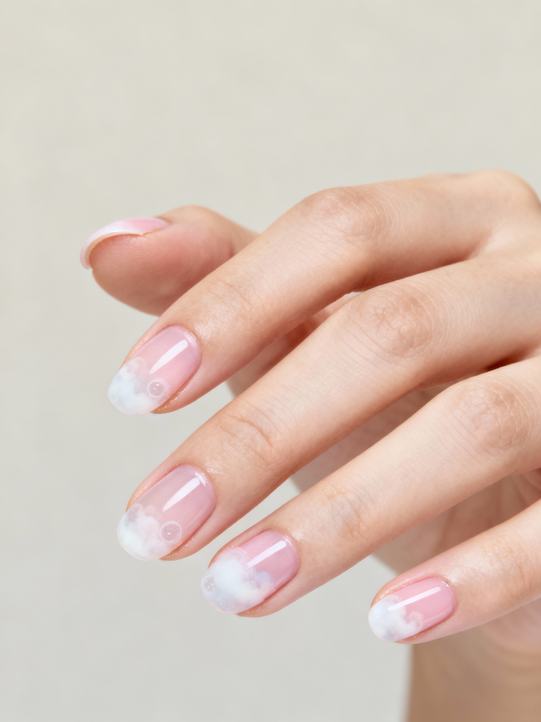 soft focus milky clouded manicure