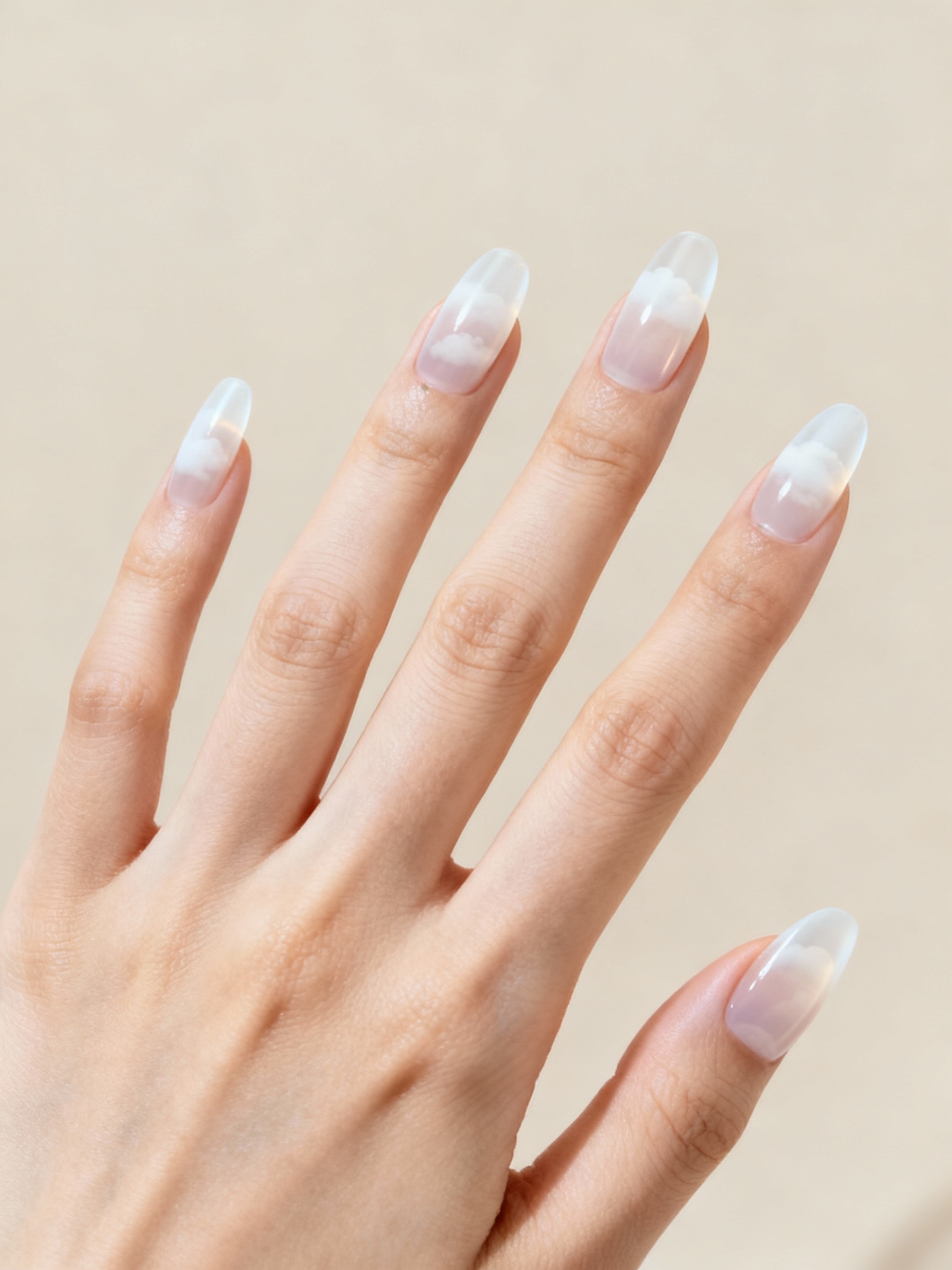 soft focus milky white manicure