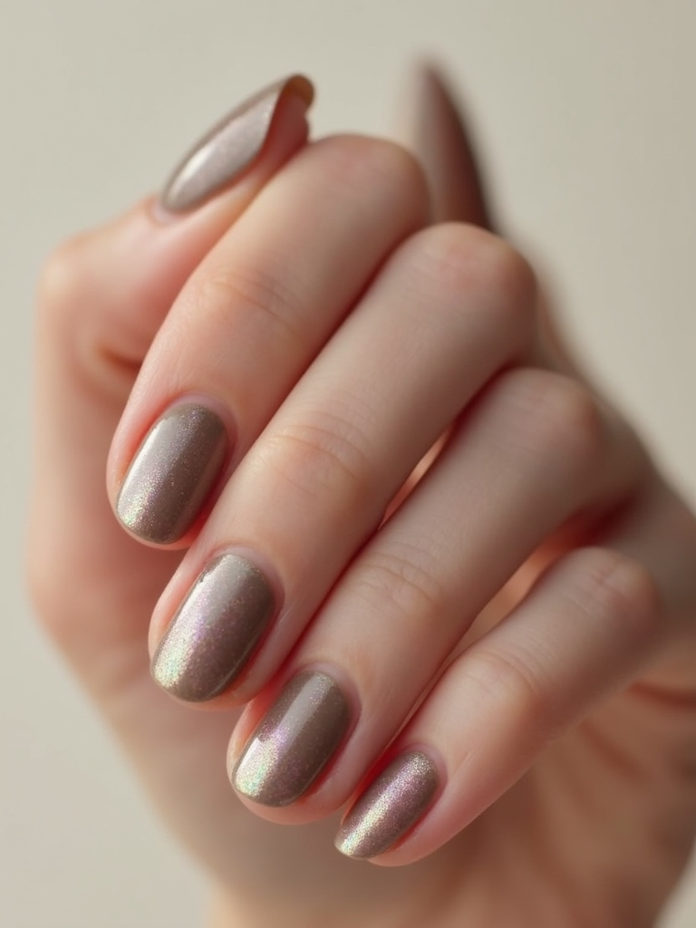 soft latte shimmer manicure