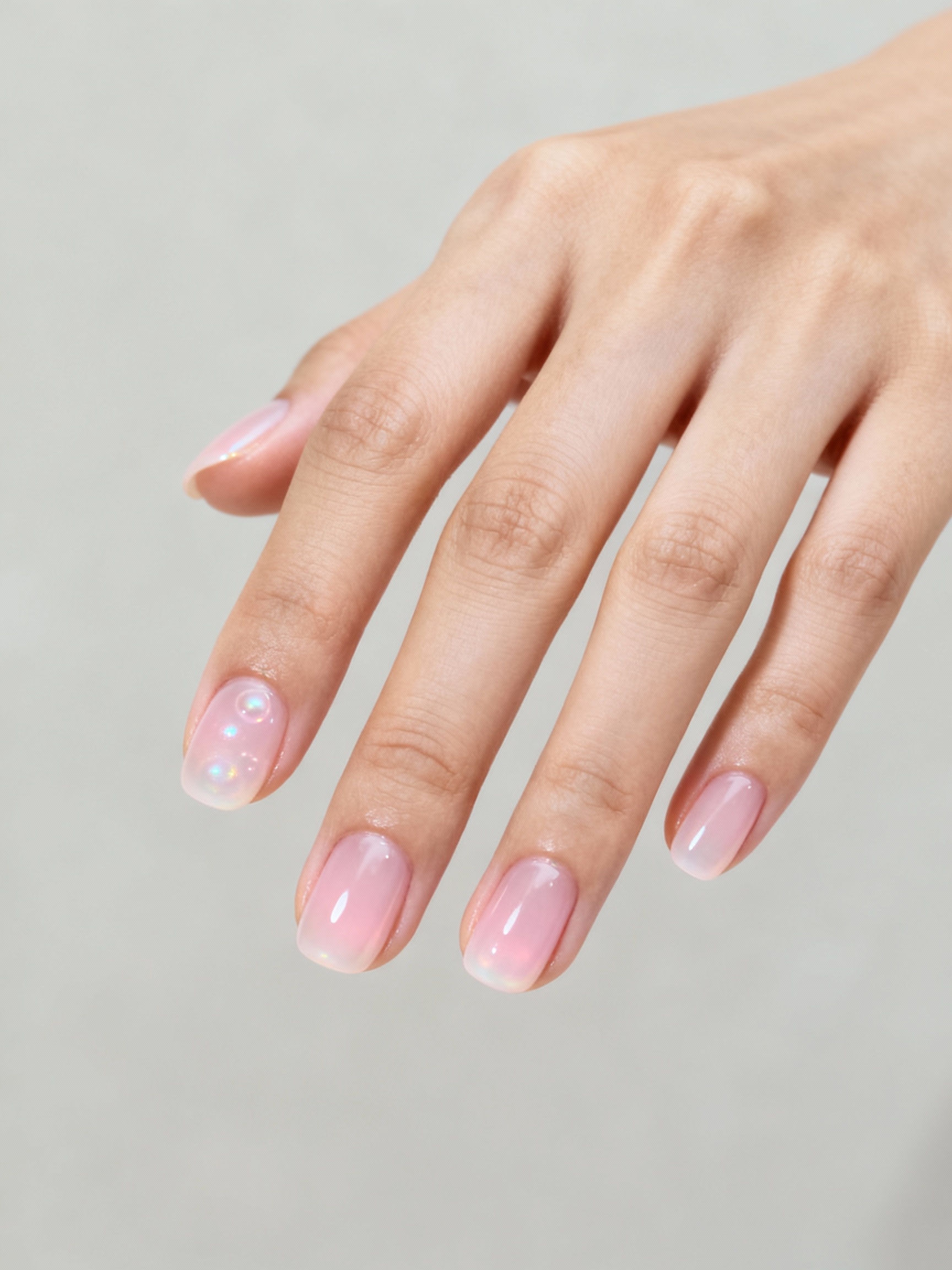 soft milky glossy mani