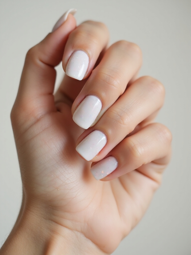 soft milky pearl manicure