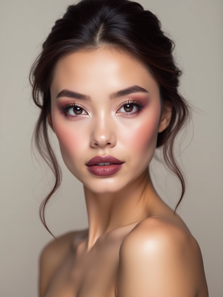 soft monochrome mauve makeup