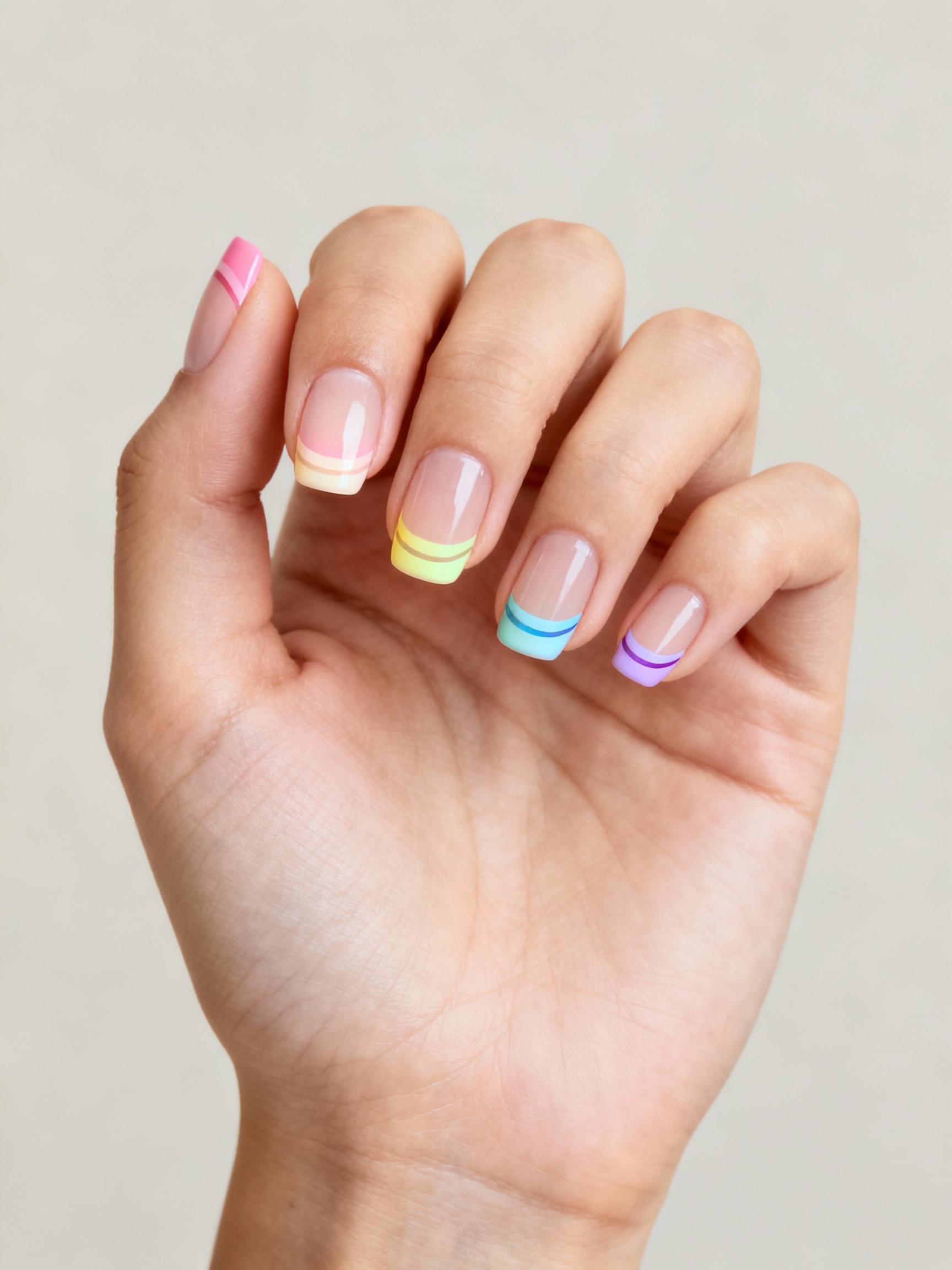 soft pastel rainbow tips