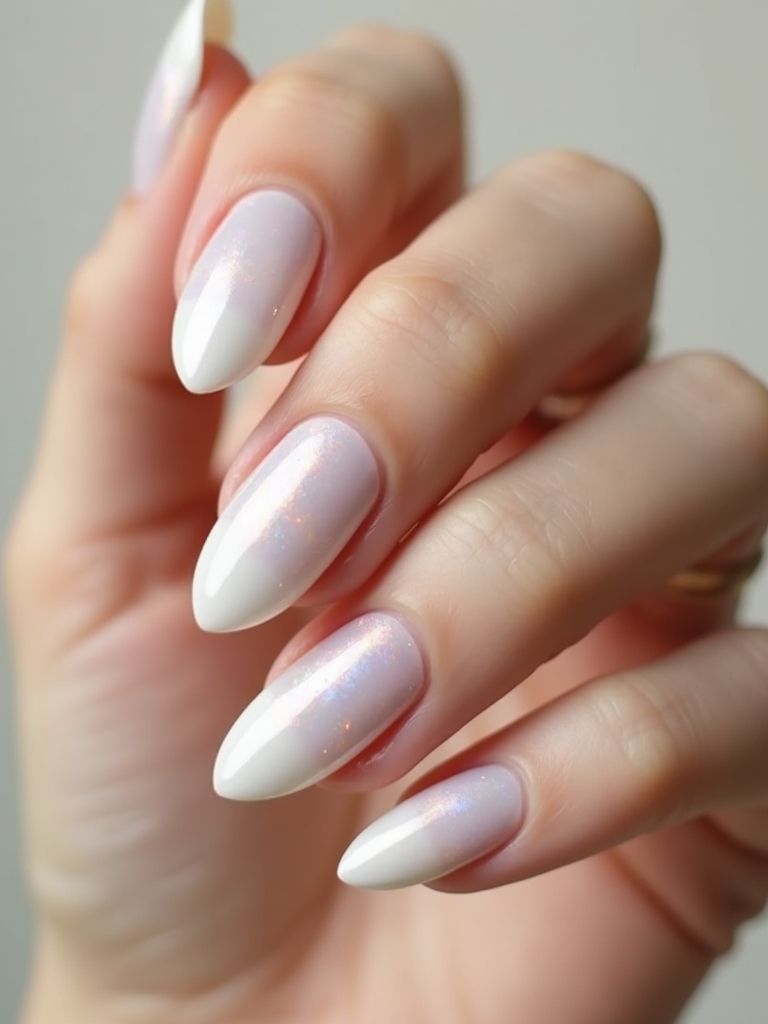 soft pearlescent milky ombr
