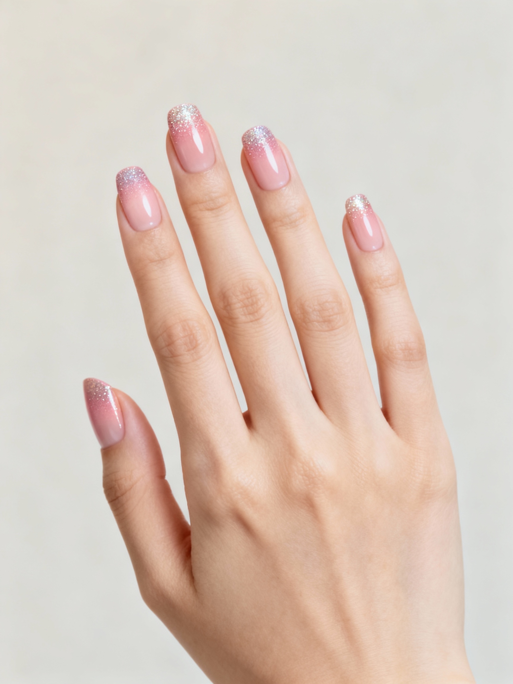 soft rose gold glittered tips