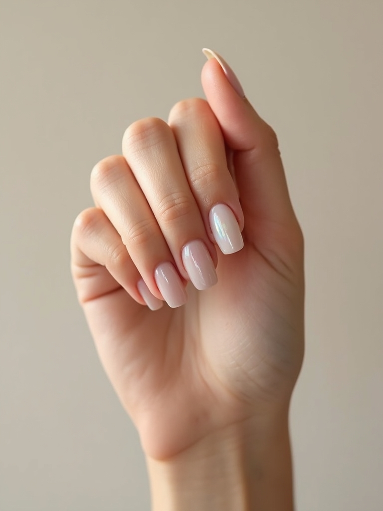 soft seashell luminous manicure