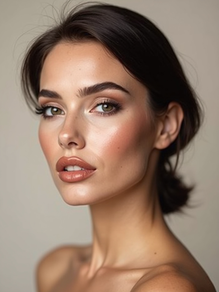 softly overlined nude pout