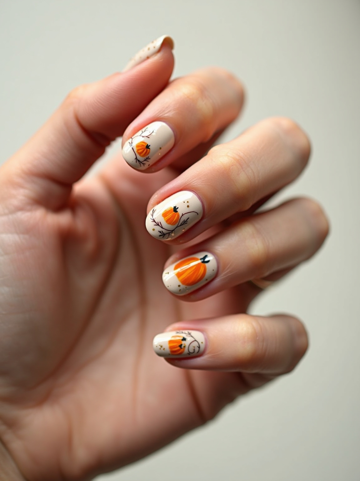 sparkling mini pumpkin nailart