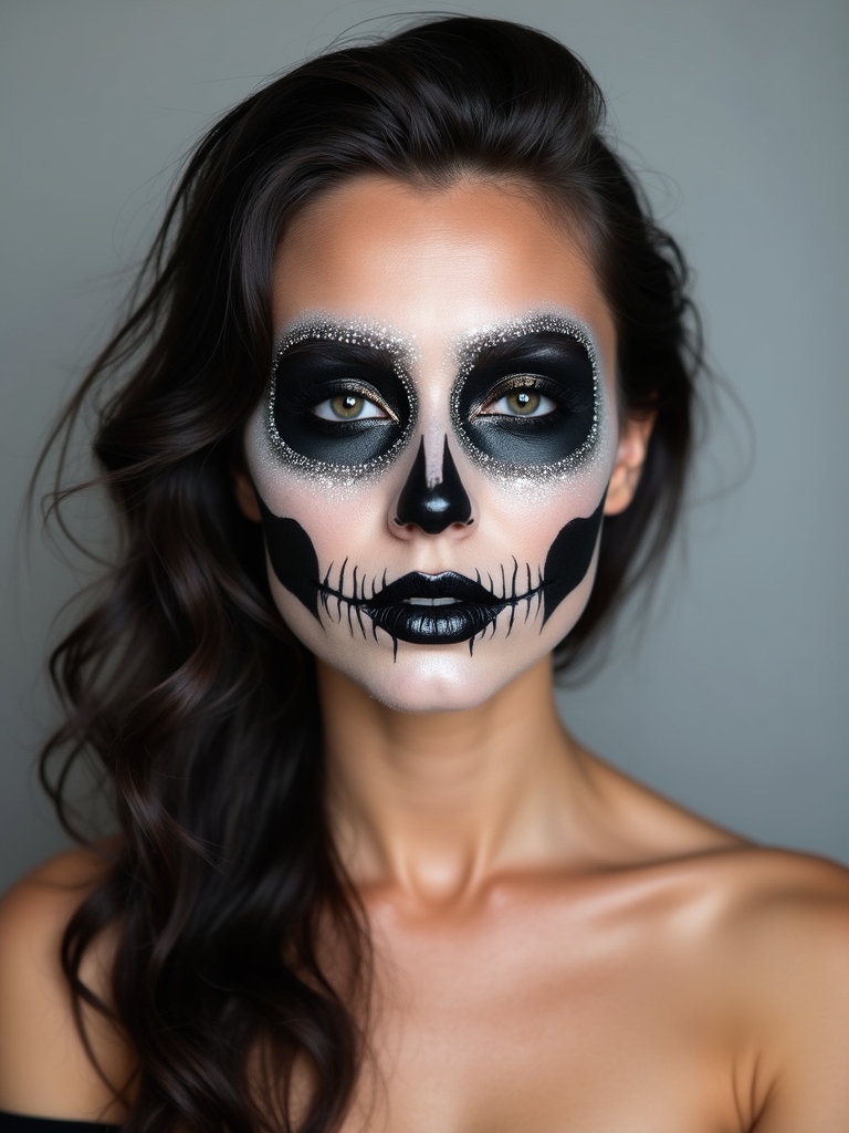 sparkling sculpted skull makeup