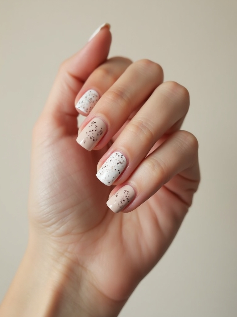 speckled neutral oat milk nails