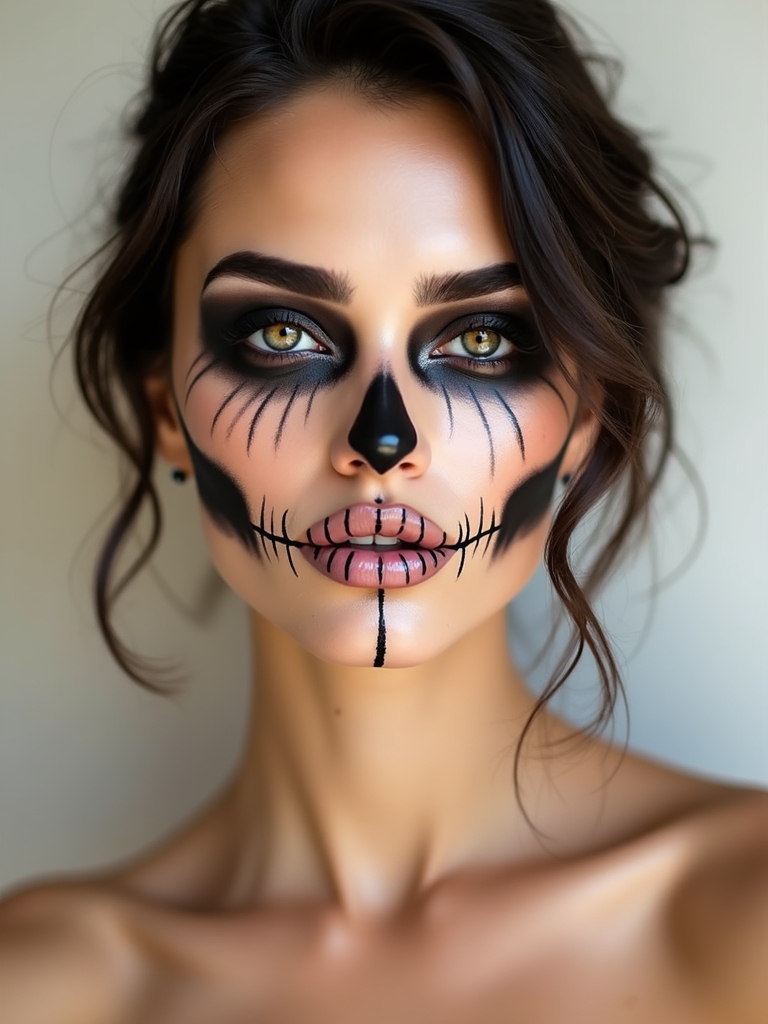 stitched black and gray skull