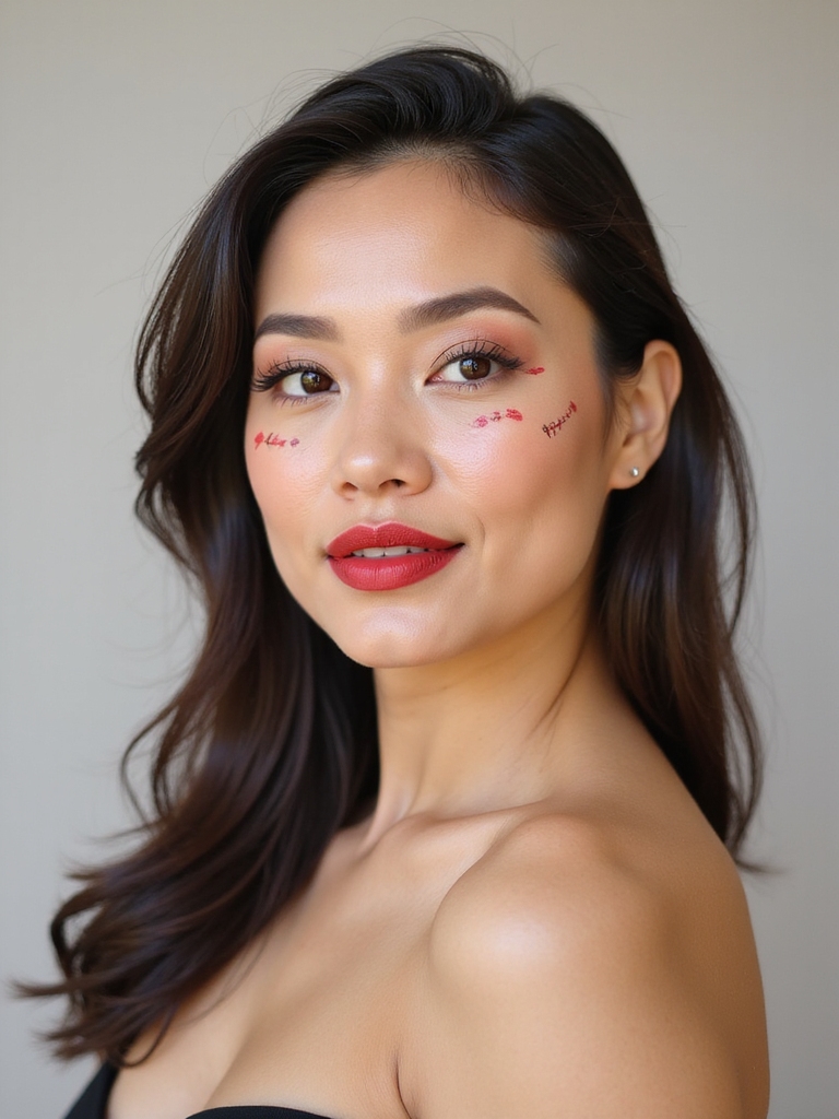 stitched overlined doll lips