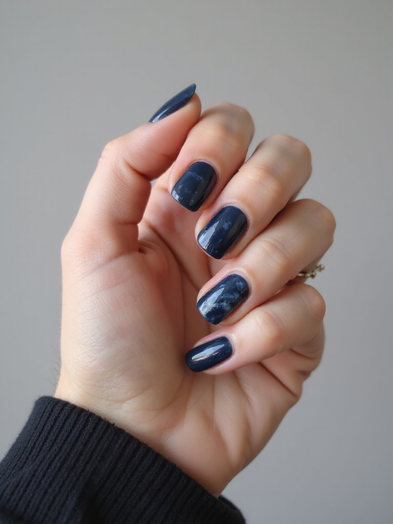 stormy blue marble nails