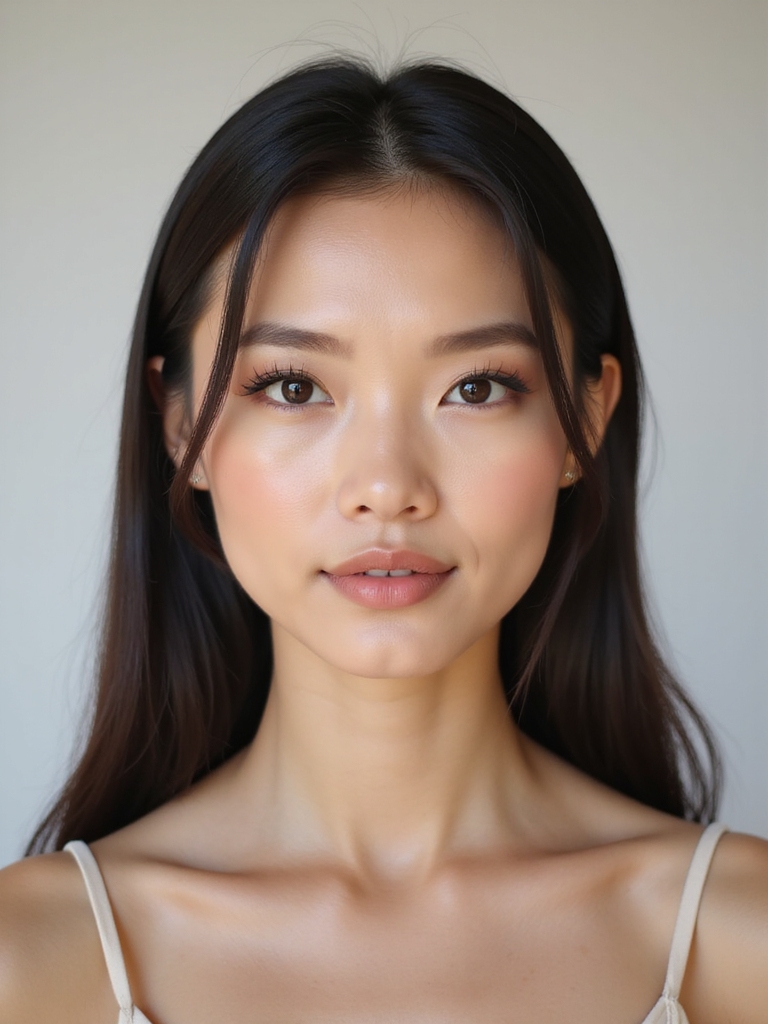 straight brows with feathered ends