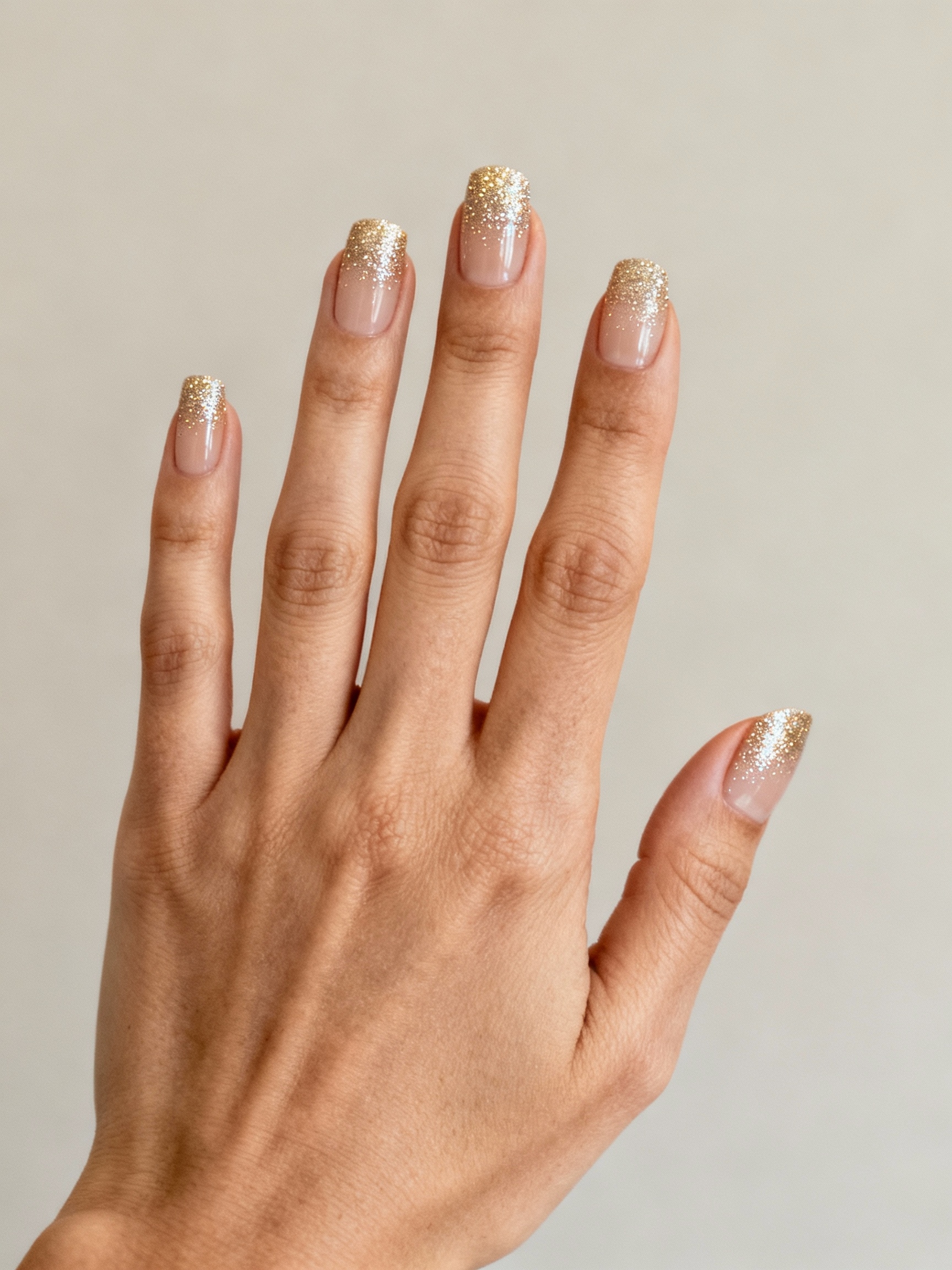 subtle champagne glitter tips