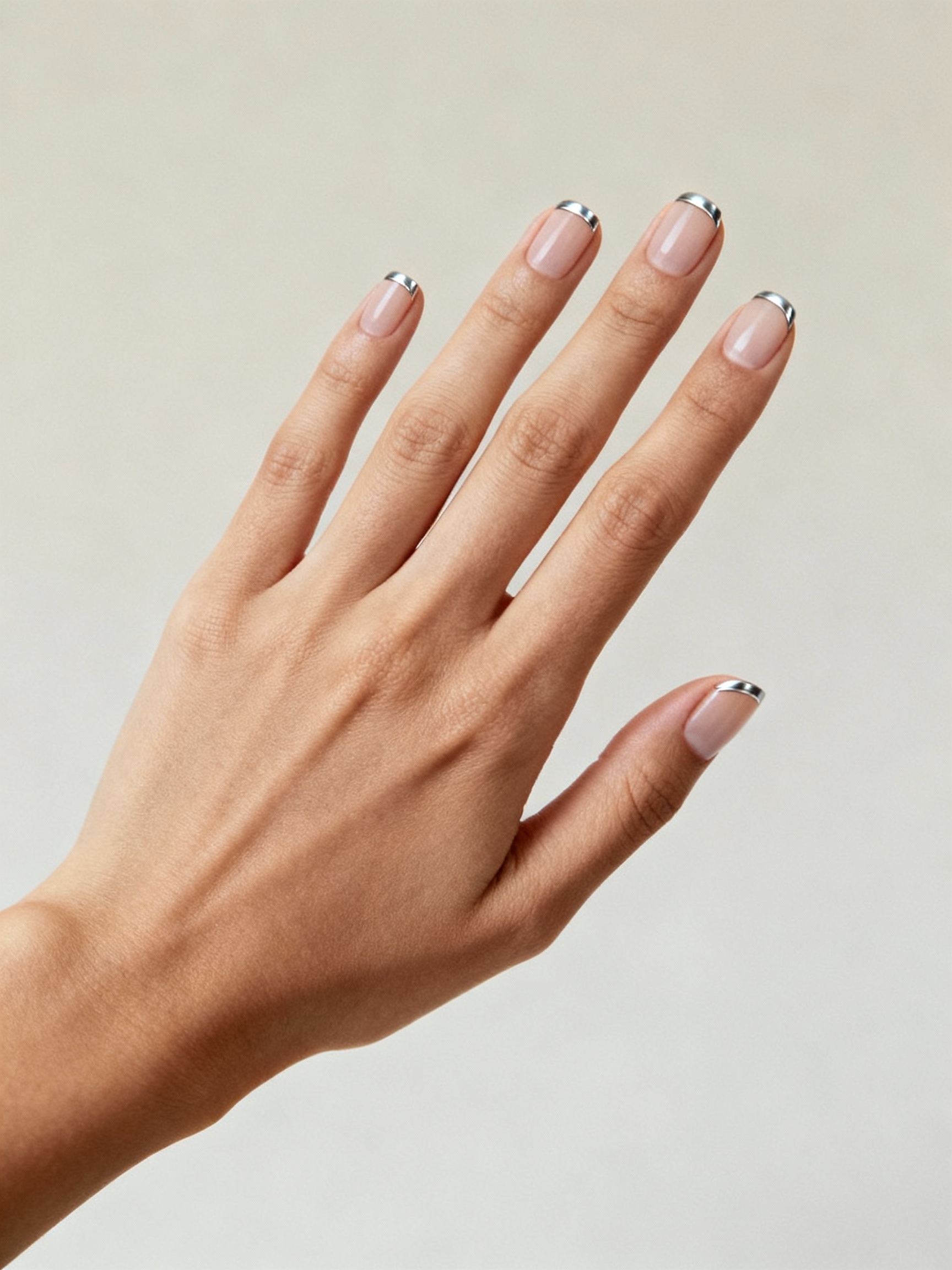 subtle chrome accents on nails