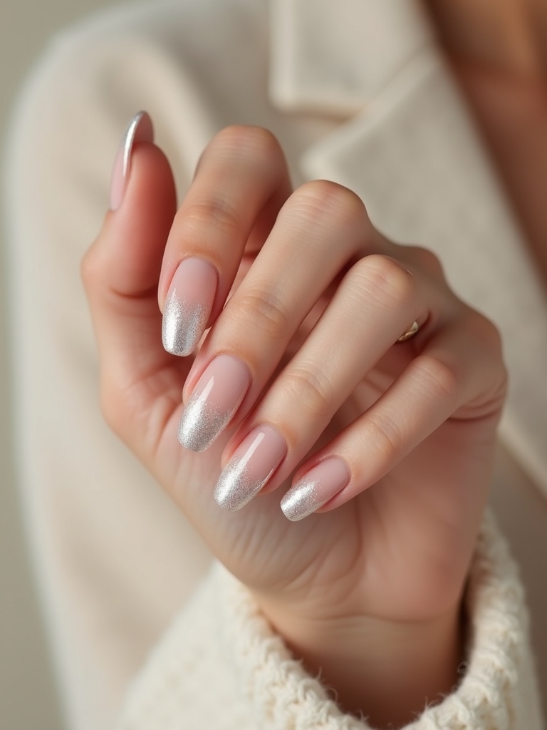 subtle chrome tipped pink ombr