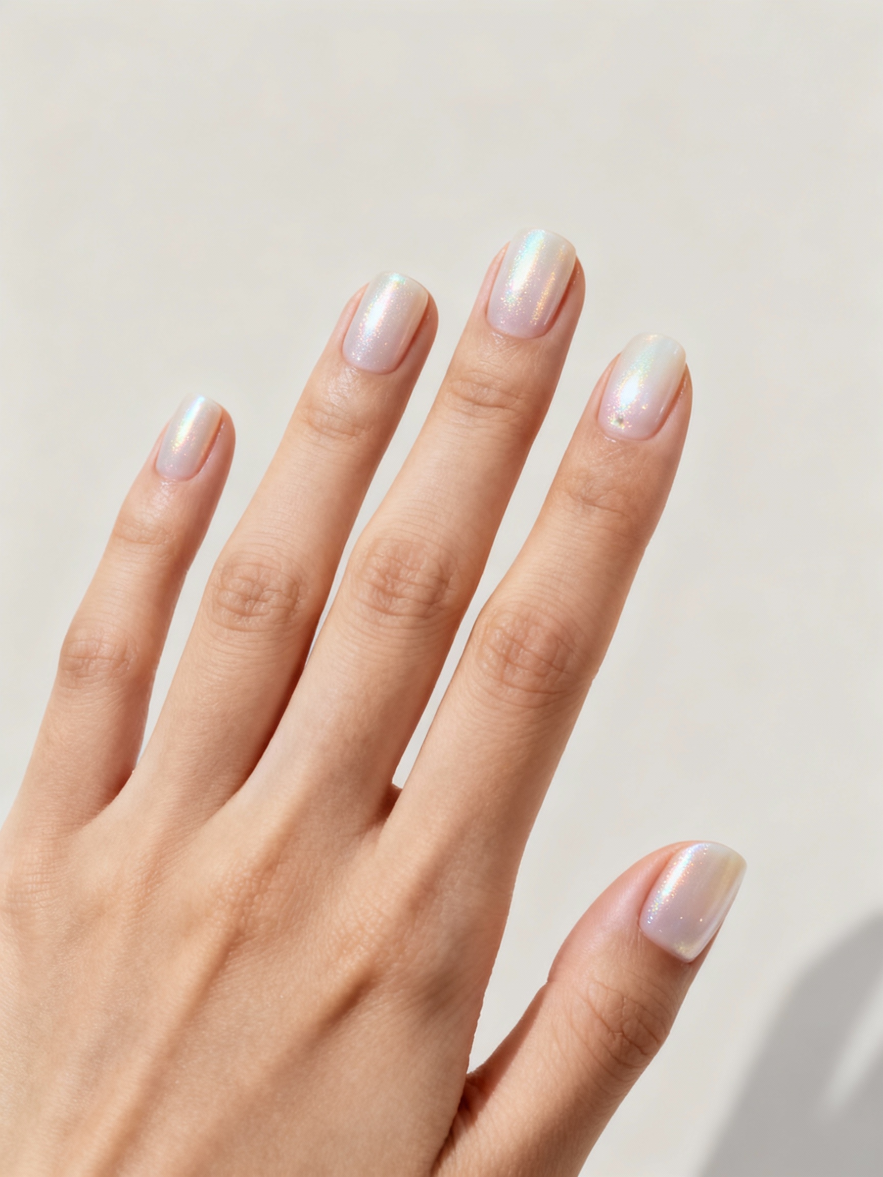 subtle cool tone chrome nails