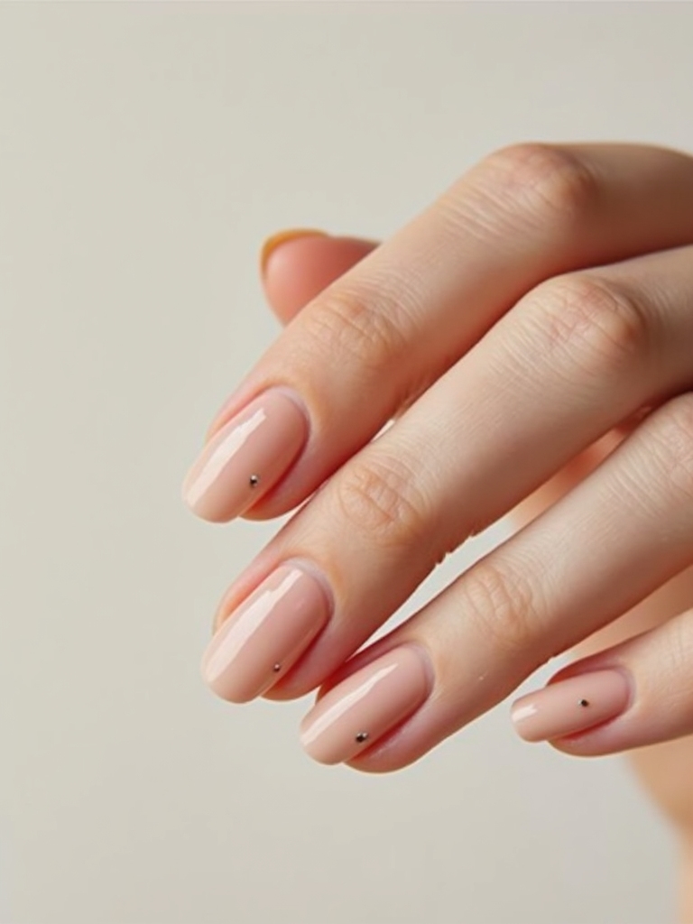 subtle micro dot neutral manicure