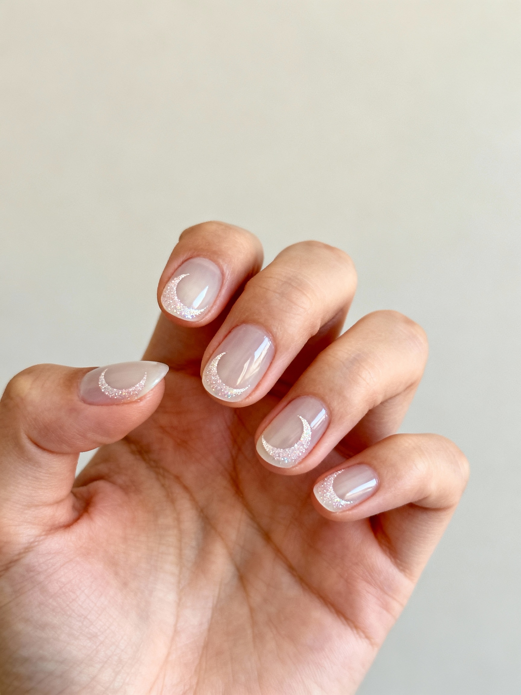 sugared micro glitter crescent cuticle