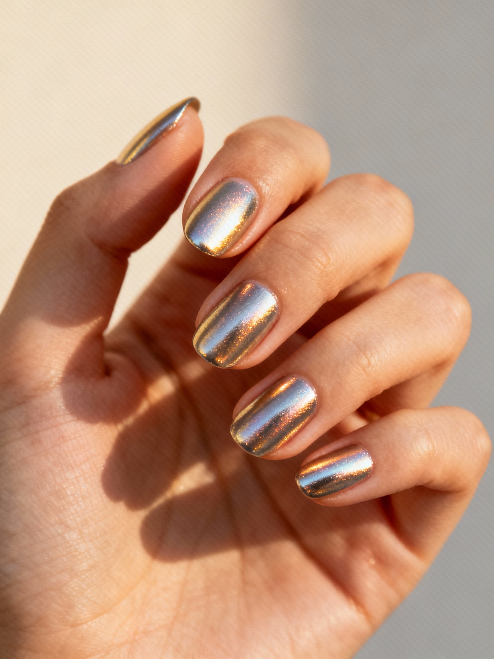 sun kissed molten chrome manicure