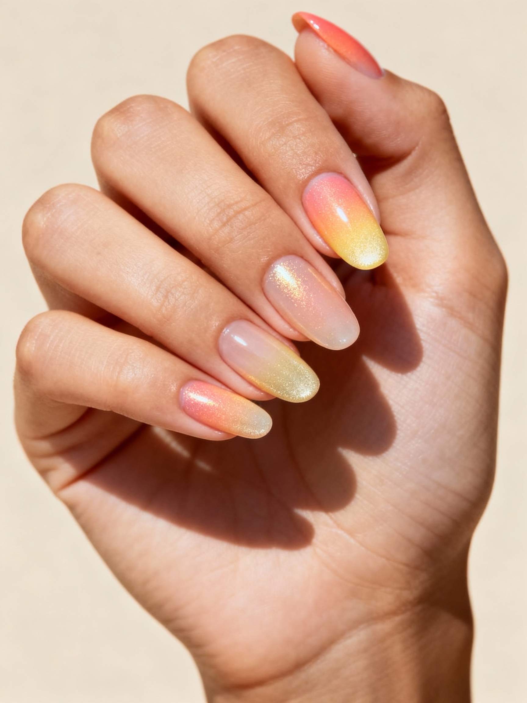 sun kissed peach to golden ombre