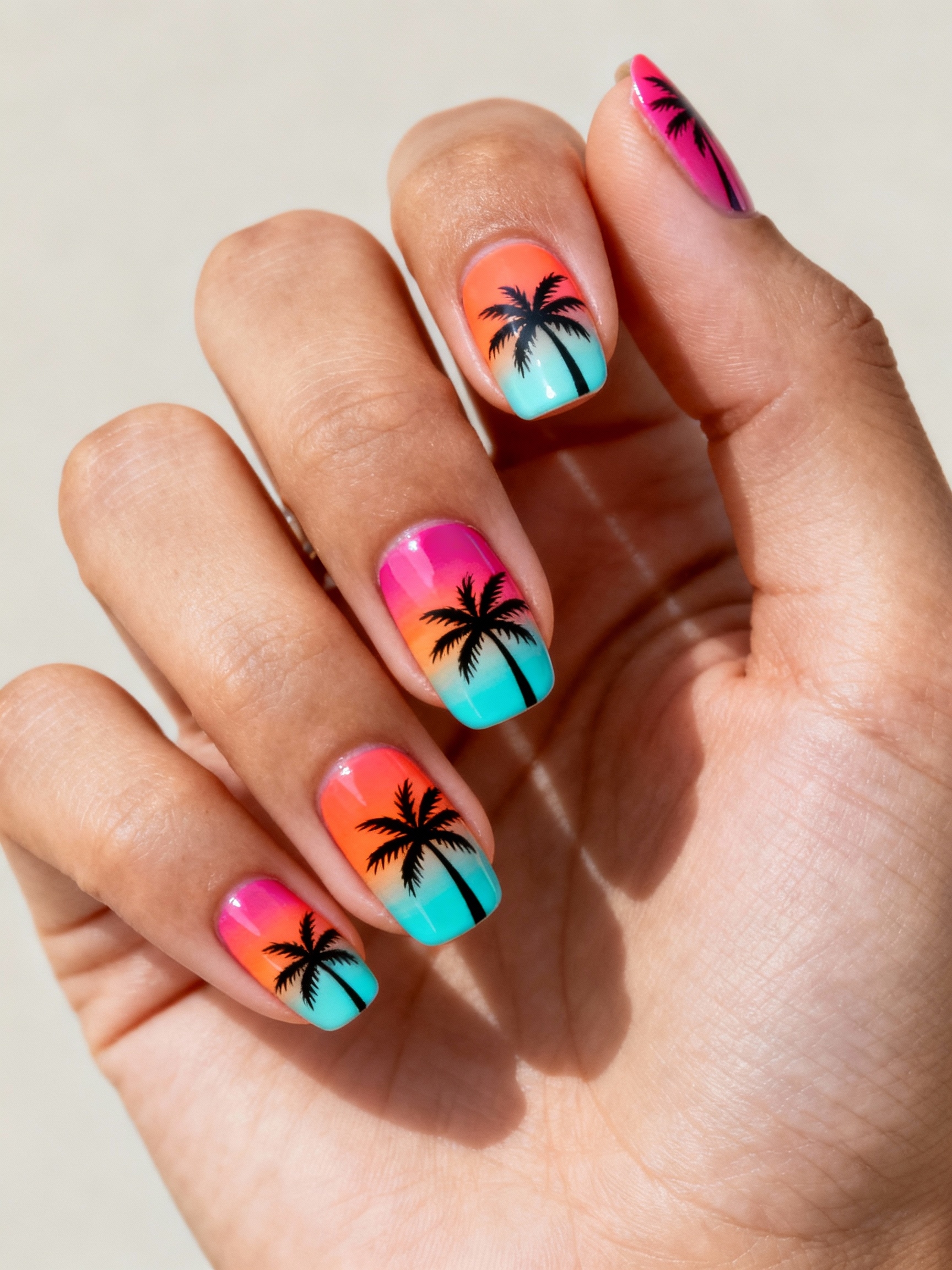 sunset ombr palm silhouettes