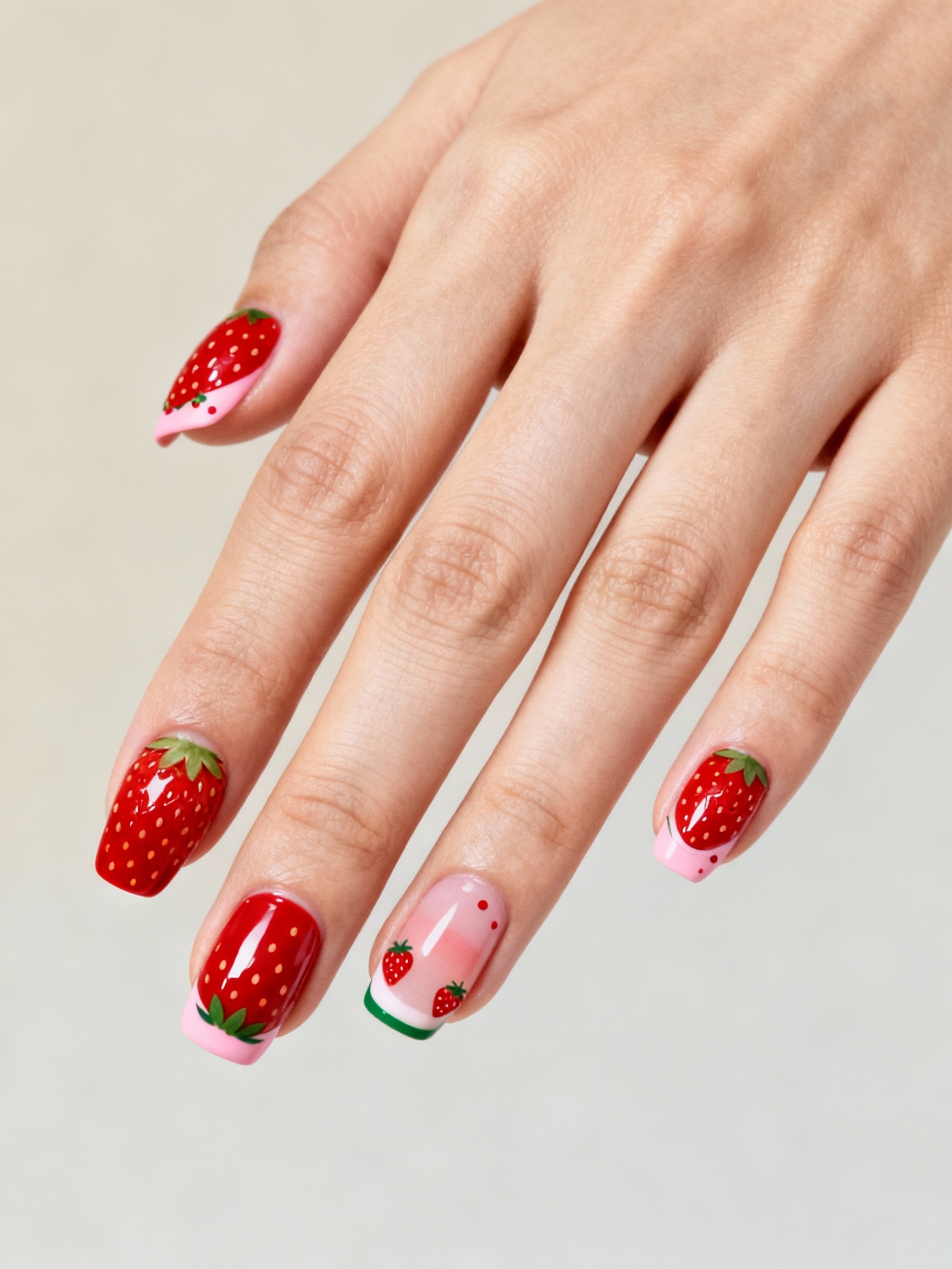 sweet summer strawberry nails