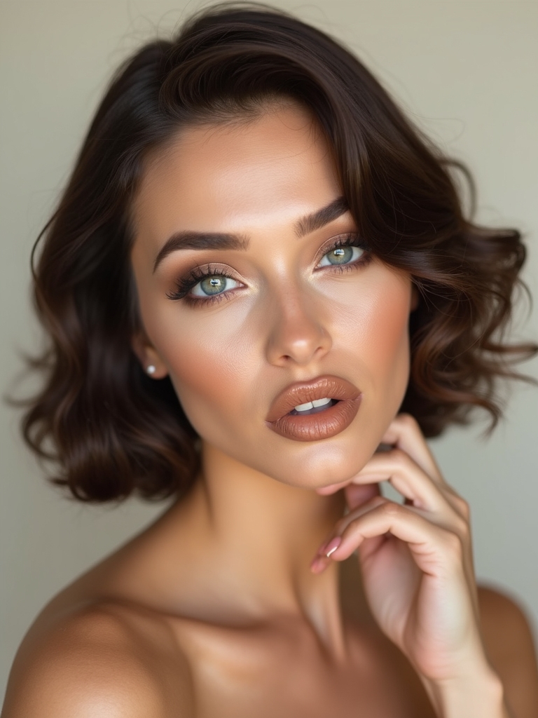 taupe brown subtly overlined glossed