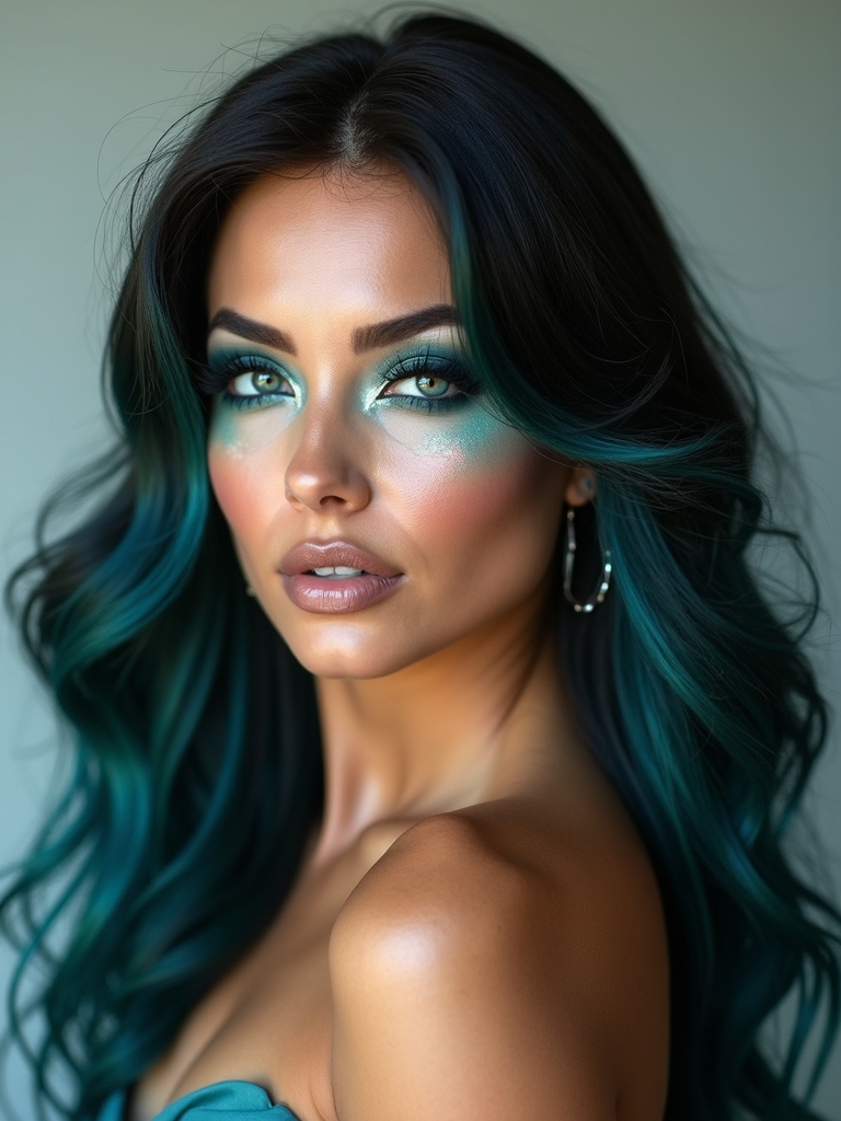 teal siren moonlit shimmering cheeks