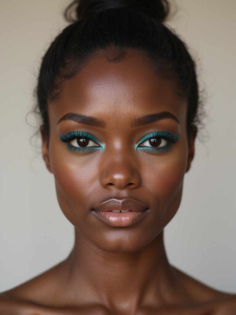 teal underliner caramel nude