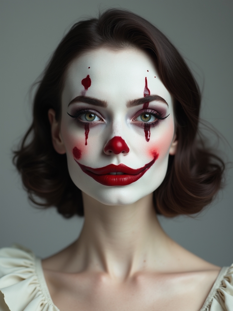 tear streaked pastel haunted clown