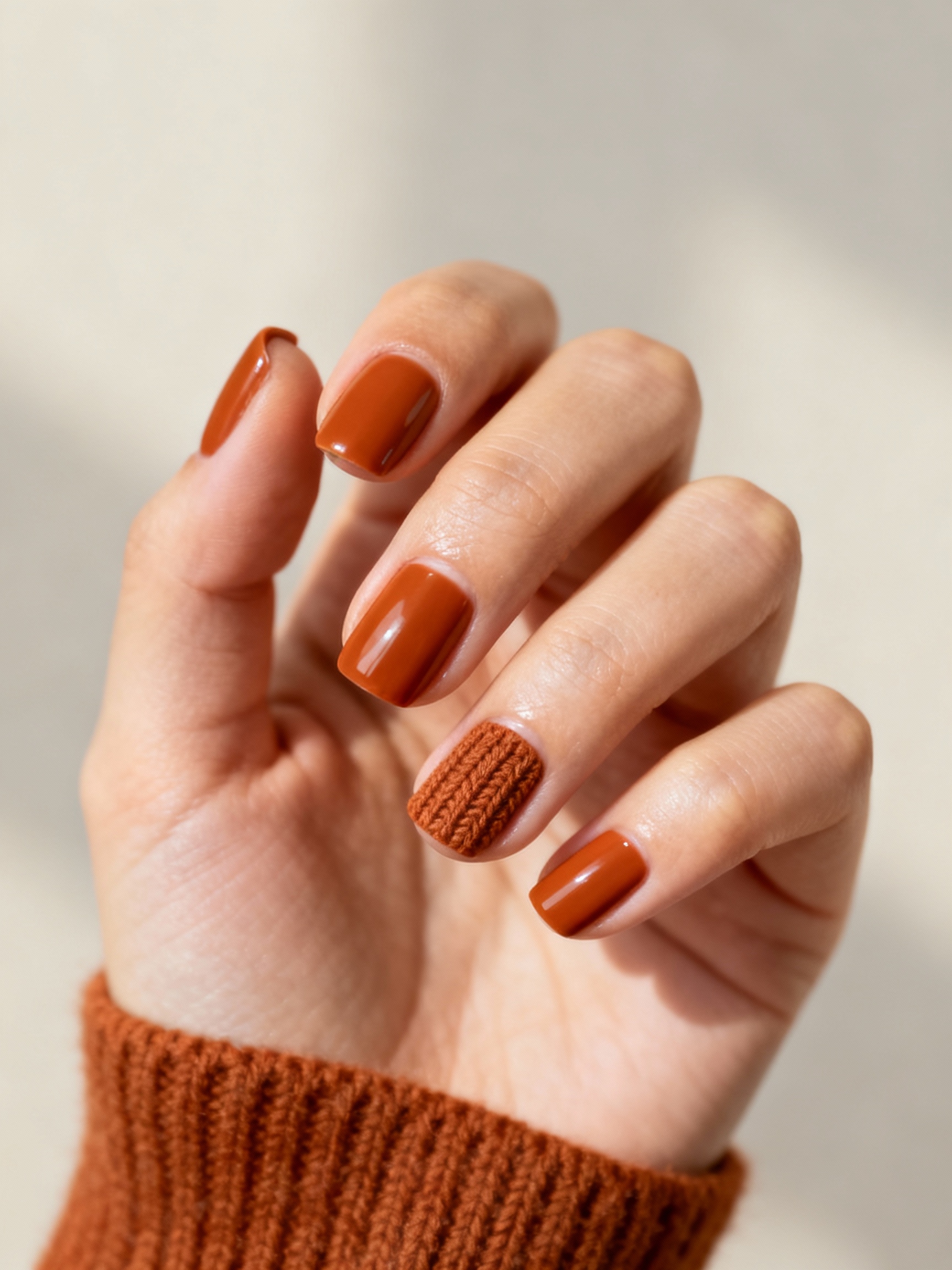 terracotta cable knit nails with gold
