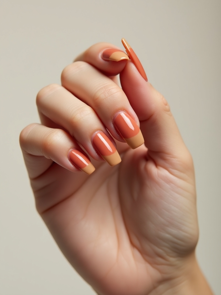 terracotta glossy short acrylics