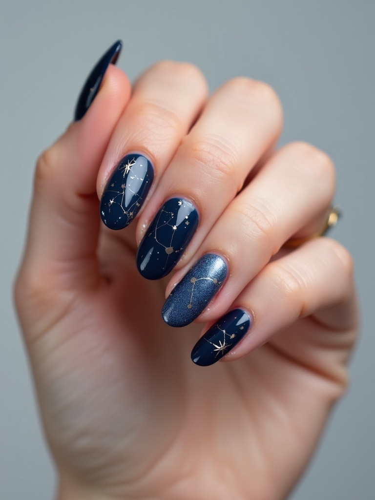 tiny constellations on nails