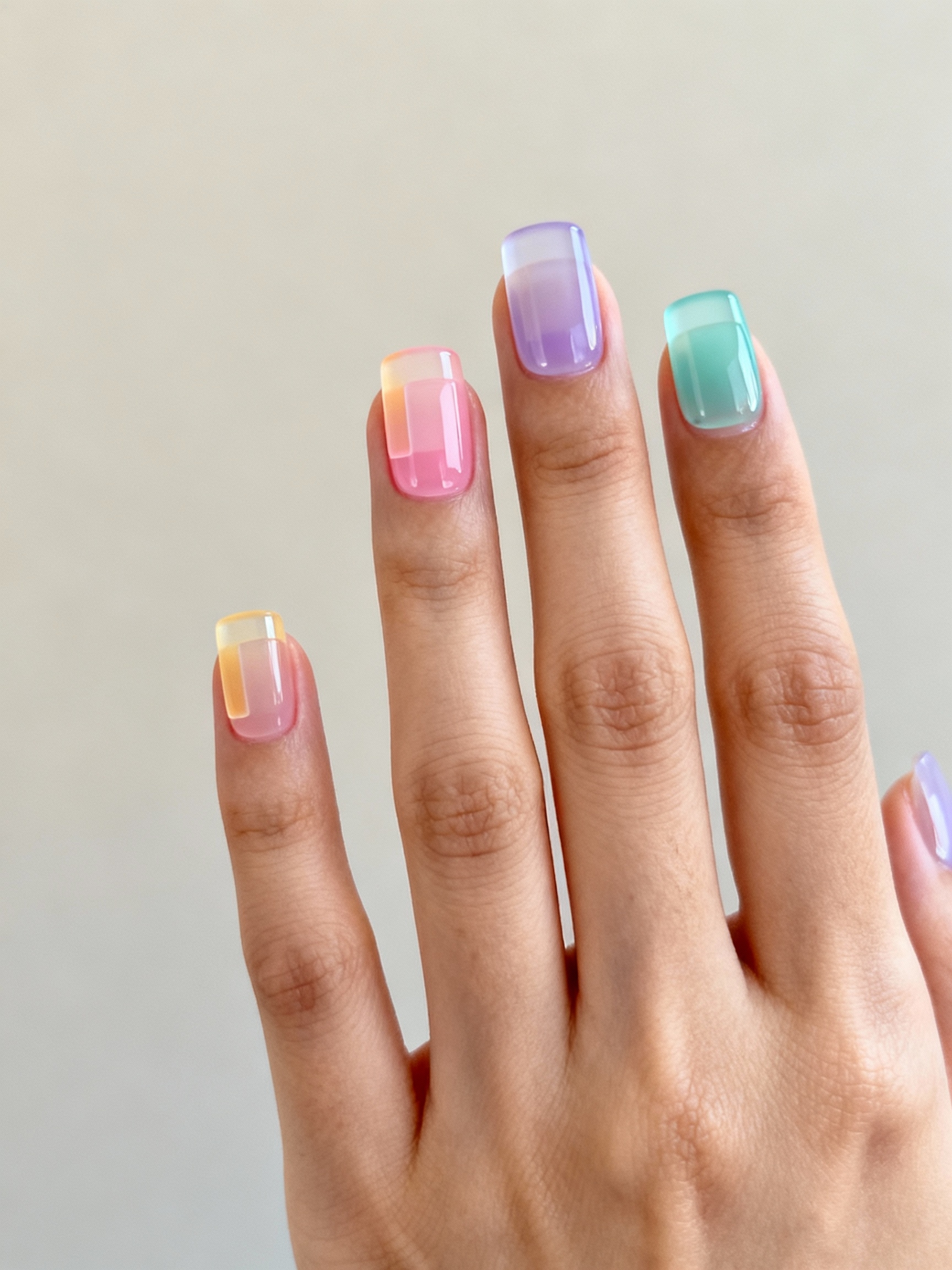 translucent sorbet geometric nailart