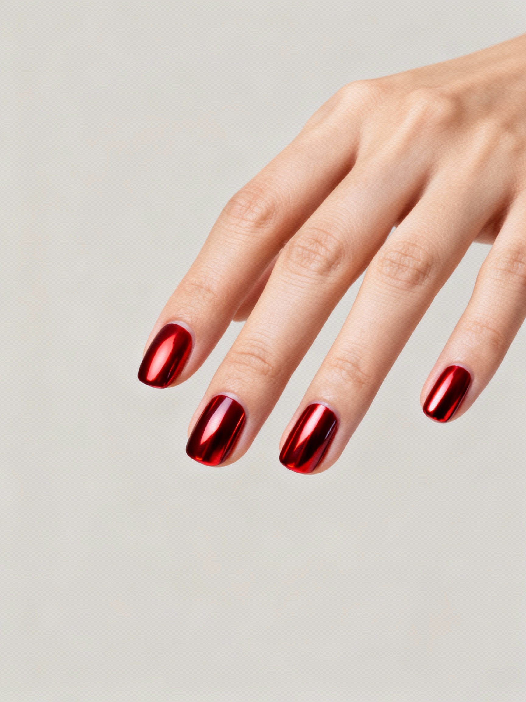 true red liquid metal manicure
