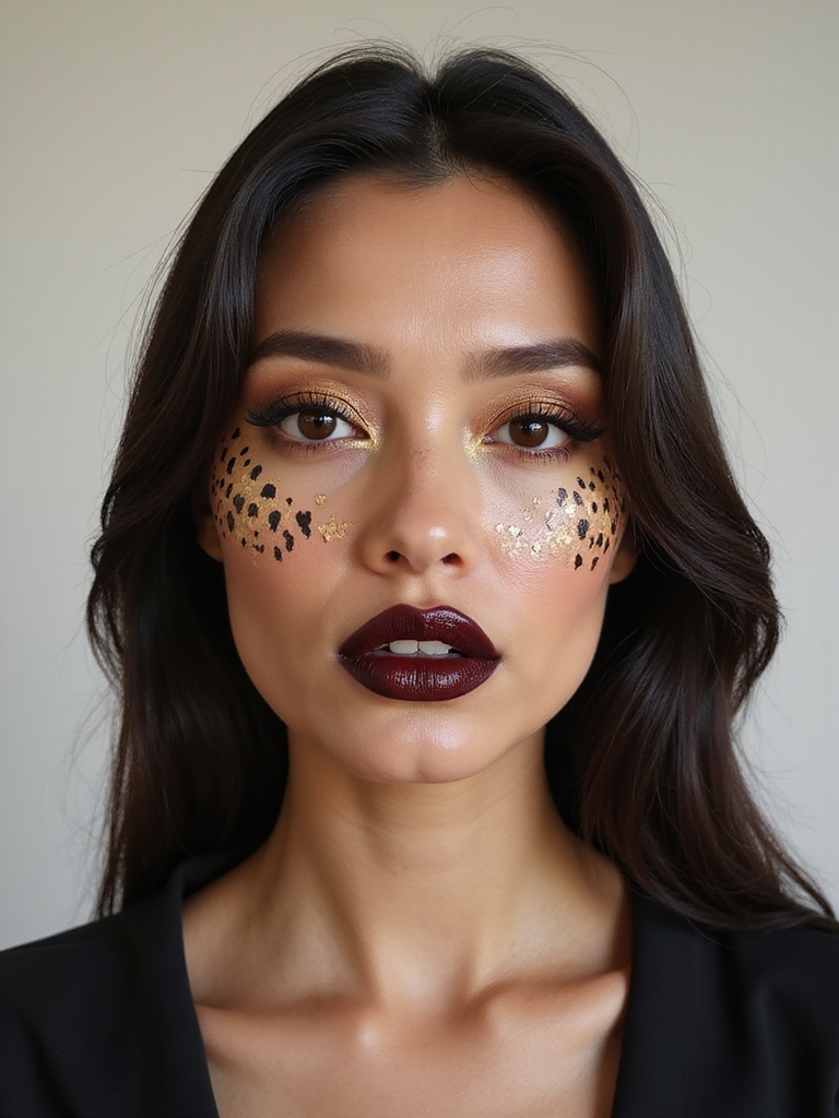 vampy burgundy lips with metallics