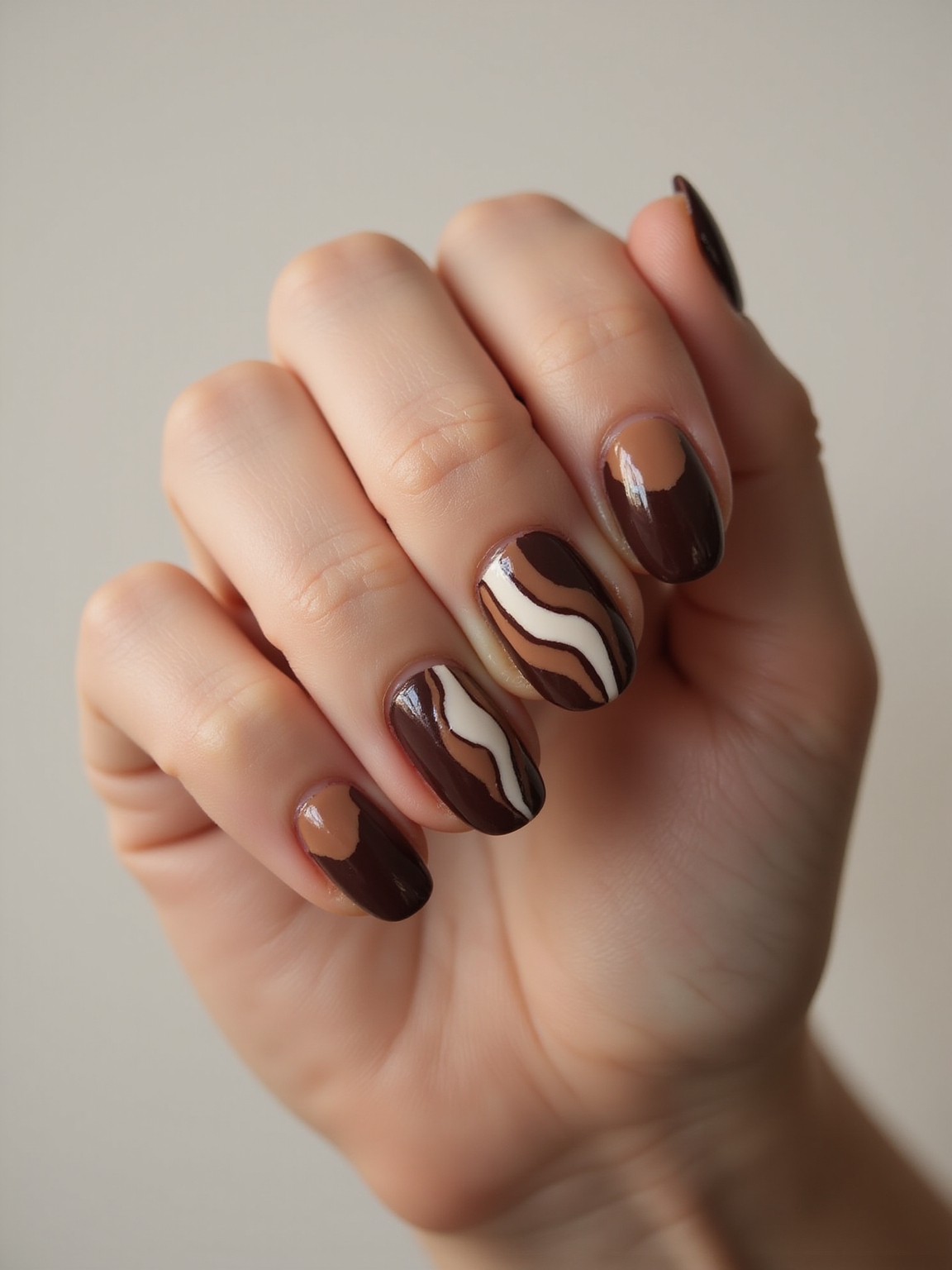 velvet glossy chocolate nails
