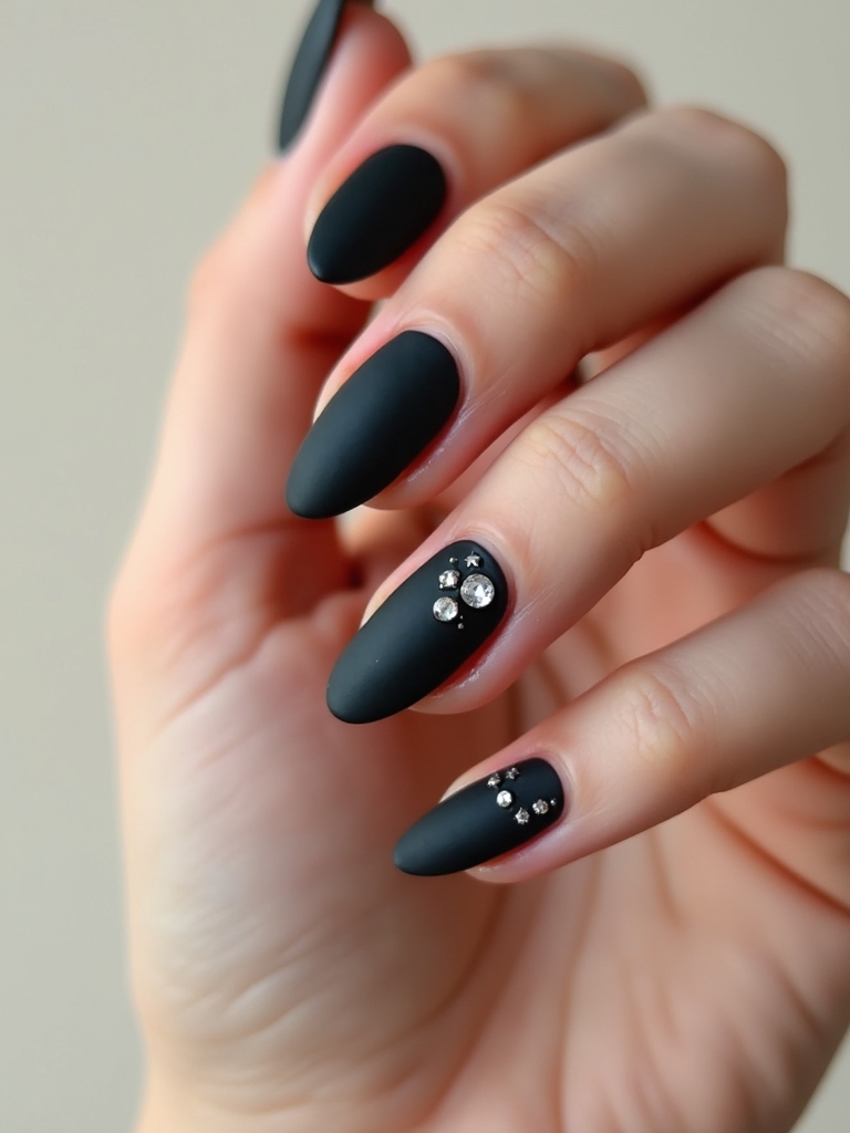 velvet matte black with crystals